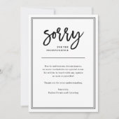 Excuses voor het ongemak | Annulering of uitstel Kaart (Voorkant)