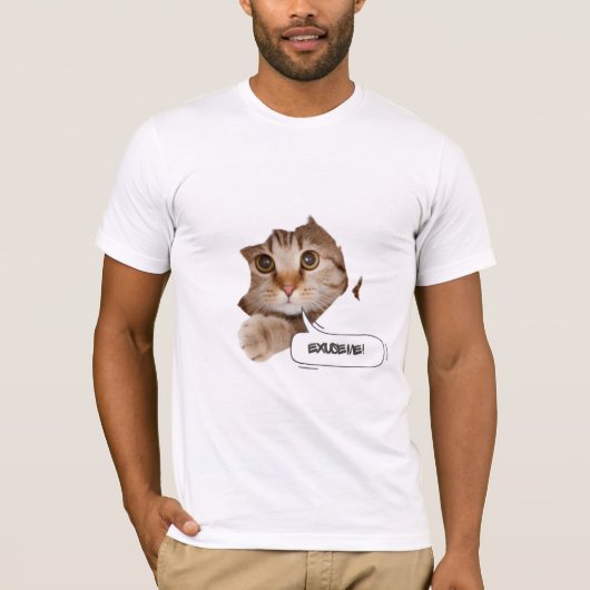 Excusez-Moi ? – T-Shirt Drôle Chat Papier Déchiré (Devant)