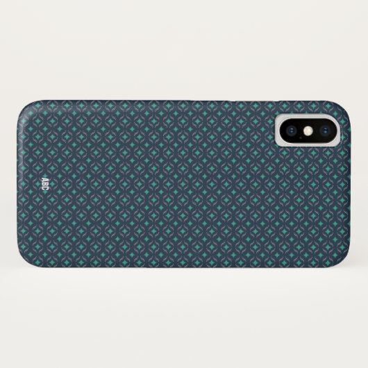 Exécutif iPhone X Coque Blue Motif Monogramme (Dos (Horizontal))