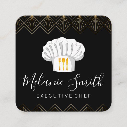 Executive Chef Art Deco Trim Vierkante Visitekaartje (Voorkant)