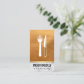 Executive Chef Goud Leer Marmer Afwerking Visitekaartje (Staand voorkant)