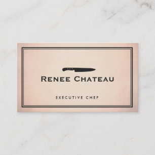 Executive Chef Knife Logo Koperen Achtergrond Visitekaartje