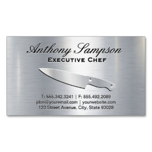 Executive Chef   Silver Metallic Gloss-achtergrond Magnetisch Visitekaartje
