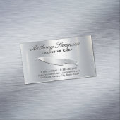 Executive Chef | Silver Metallic Gloss-achtergrond Magnetisch Visitekaartje (Voorbeeld)