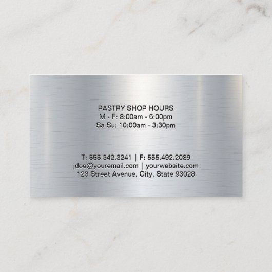 Executive Chef | Silver Metallic Gloss-achtergrond Visitekaartje (Achterkant)