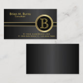 Executive Classic Black Monogram Visitekaartje (Voorkant / Achterkant)
