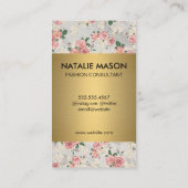 Executive Gold Floral Pattern-reeks met monogram Visitekaartje (Achterkant)
