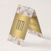Executive Gold Floral Pattern-reeks met monogram Visitekaartjes (Voorkant)