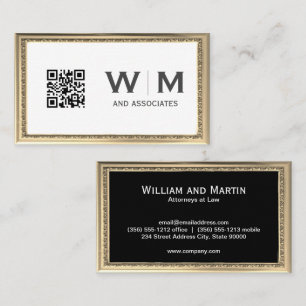 Executive Gold Lijst Antiek Monogram   QR-code Visitekaartje