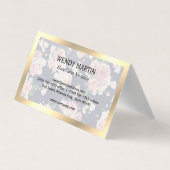 Executive Gold Lijst Blue Slate Floral Pattern Visitekaartjes (Achterkant)