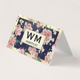 Executive Gold Lijst Blue Slate Floral Pattern Visitekaartjes