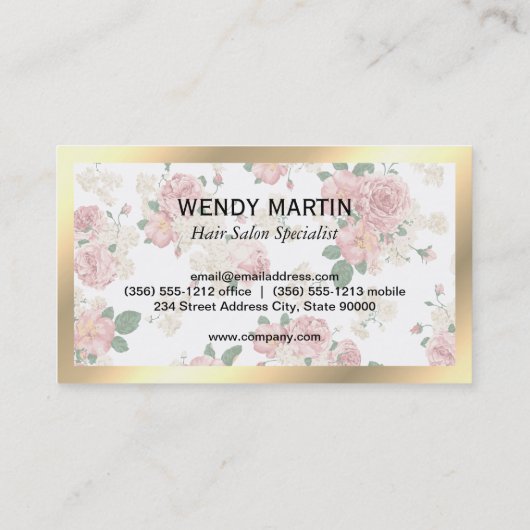 Executive Gold Lijst Slate Floral Pattern Visitekaartje (Achterkant)