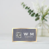Executive Gold Texture Monogram | Qr-code Visitekaartje (Staand voorkant)