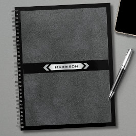 Executive Gray Black Minimalist Name Professional  Planner
