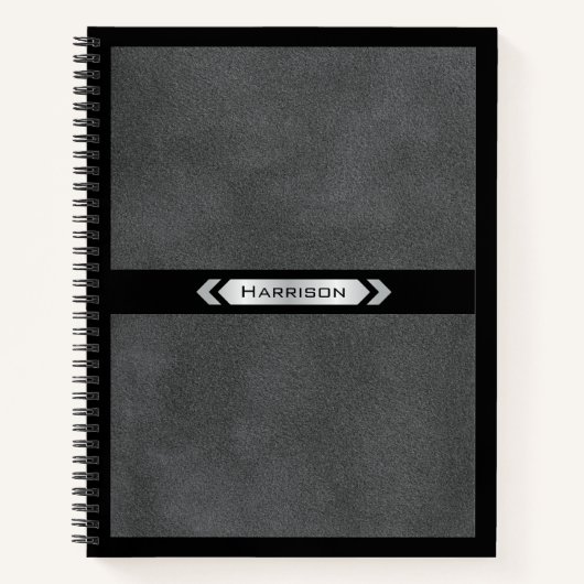 Executive Gray Black Monogram Journal Notebook (Devant)