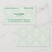 Executive Green en White Damask Visitekaartje (Voorkant / Achterkant)