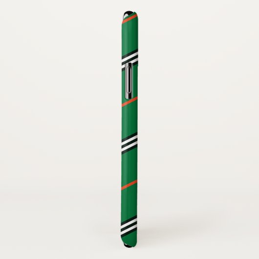 Executive iPhone X Hoesje Green Striped Monogramme (Achterkant / rechts)