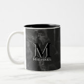 Executive Monogram White Black Marmer Tweekleurige Koffiemok (Links)