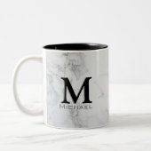 Executive Monogram White Grey Marble Tweekleurige Koffiemok (Links)