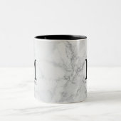Executive Monogram White Grey Marble Tweekleurige Koffiemok (Center)