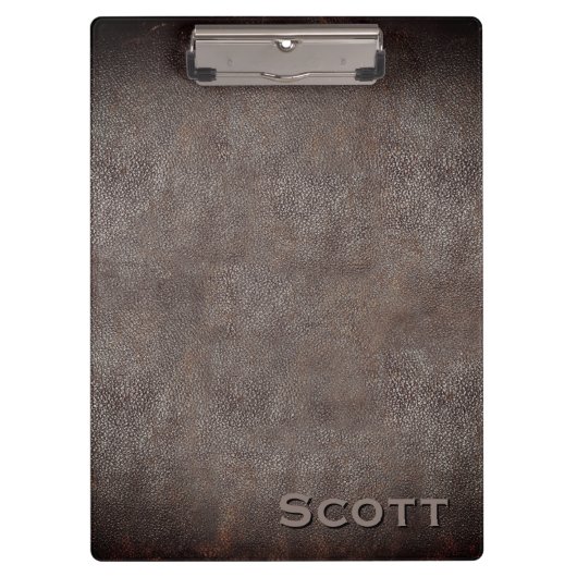 Executive Monogramc Brown Leather Kijk Klembord (Voorkant)