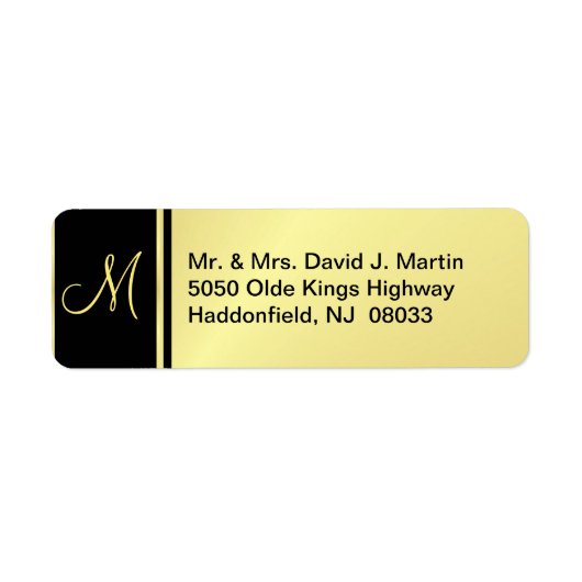 Executive-monogramlabels - Goud en zwart Etiket (Voorkant)