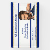 Executive Navy Blauwe & Gouden Strepen Kapper Spandoek (Verticaal)