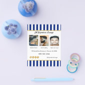 Executive Navy Blue Stripes, Gold & Barber Service Flyer (Enkel)