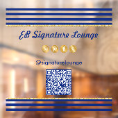 Executive Navy Blue Stripes & Gold QR Code Raamsticker (Vel 2)