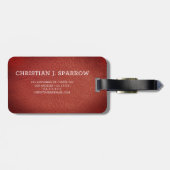 Executive Rood Leder & Goud Metaal monogram Bagagelabel (Achterkant horizontaal)