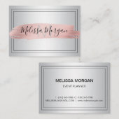 Executive Roos Gold Foil Silver Monogram Visitekaartje (Voorkant / Achterkant)