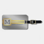 Executive Style - Goud Metaal monogram Naam Bagagelabel (Voorkant horizontaal)
