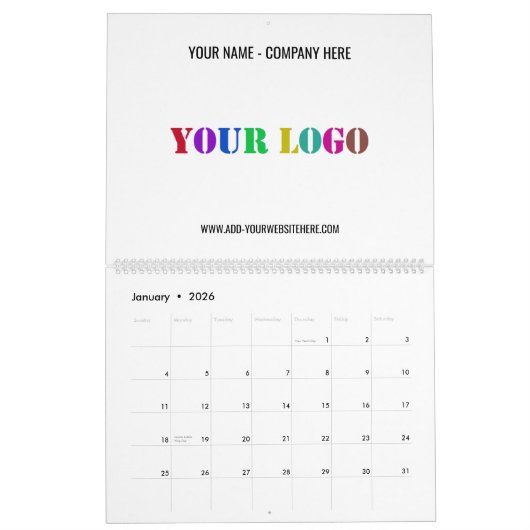 Exemple de calendrier promotionnel du logo d'entre (Jan 2026)