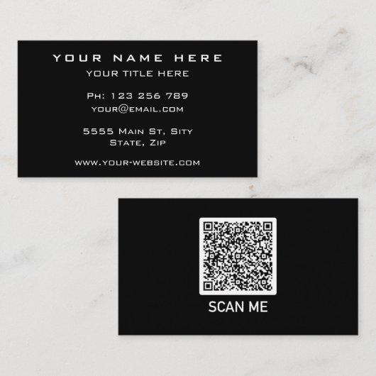 Exemple de Carte de visite de code QR (Devant / Derrière)