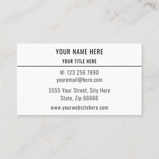 Exemple de Carte de visite de code QR de votre pro (Dos)