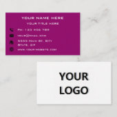 Exemple de Carte de visite promotionnel (Devant / Derrière)