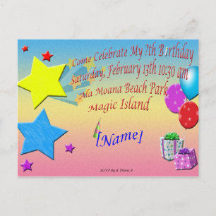 Exemple de carte postale Invitation d'anniversaire