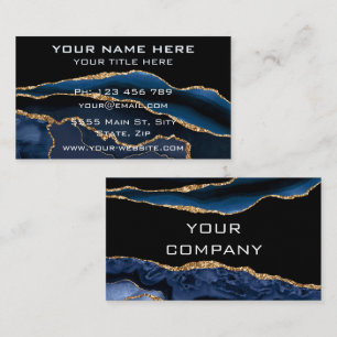 Exemple de Cartes de Visite Bleu Agate Noir et Or