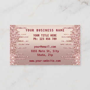 Exemple de Cartes de Visite Pailletées Rose Gold B