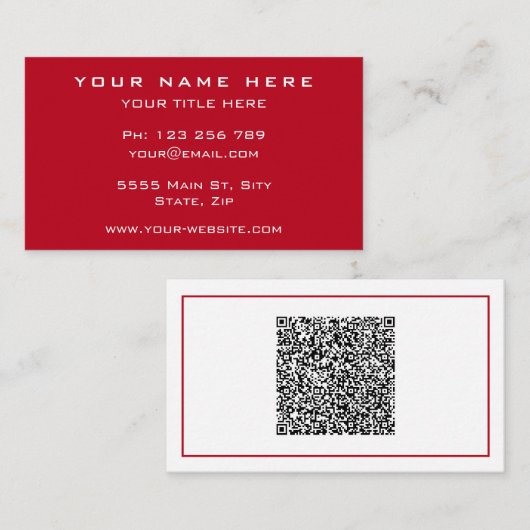 Exemple de Cartes de Visite QR Code à Personnalise (Devant / Derrière)