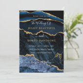 Exemple de Faire-part de mariage Design Blue Gold (Debout devant)