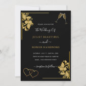 Exemple de Faire-part de mariage noir et or (Devant)