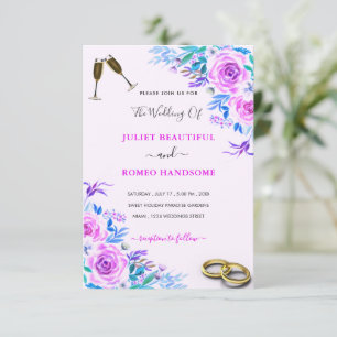 Exemple de faire-part de mariage Roses Violettes a