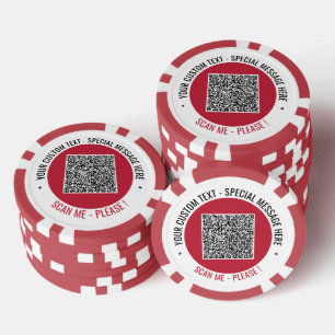 Exemple de jetons de poker avec code QR et texte p