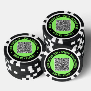 Exemple de jetons de poker avec code QR Texte et c