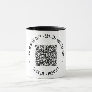 Exemple de mug à café avec QR Code et texte person