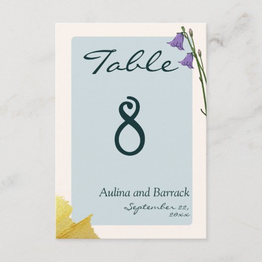 Exemple de numéro de table de mariage vert doré cl (Devant)