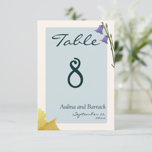 Exemple de numéro de table de mariage vert doré cl (Debout devant)