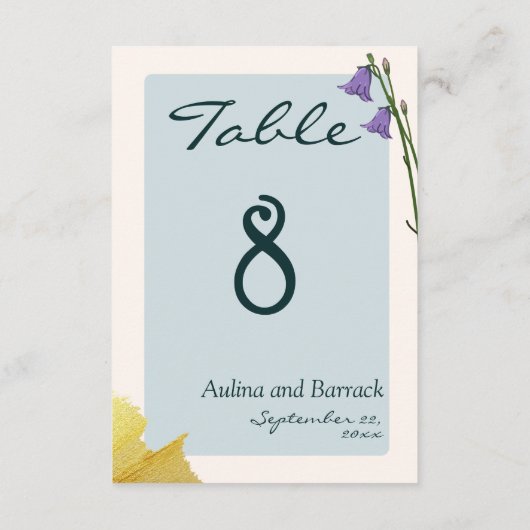 Exemple de numéro de table de mariage vert doré cl (Dos)