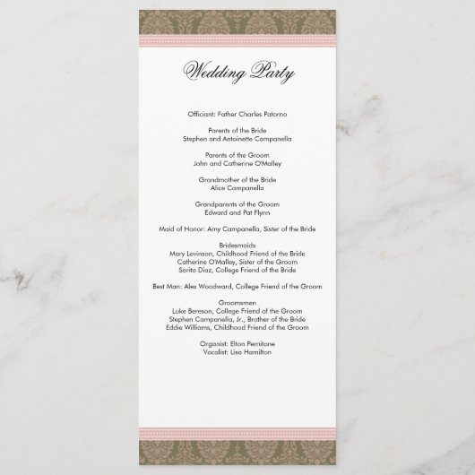 Exemple de programme de mariage (avec texte de mod (Dos)